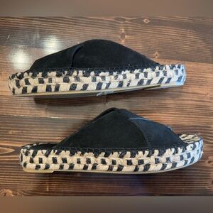 Free People Women’s Black and Cream Espadrille Slides Size 7.5 EUC